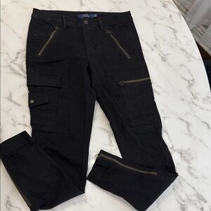 Black Cargo Pants with Zipper Pockets